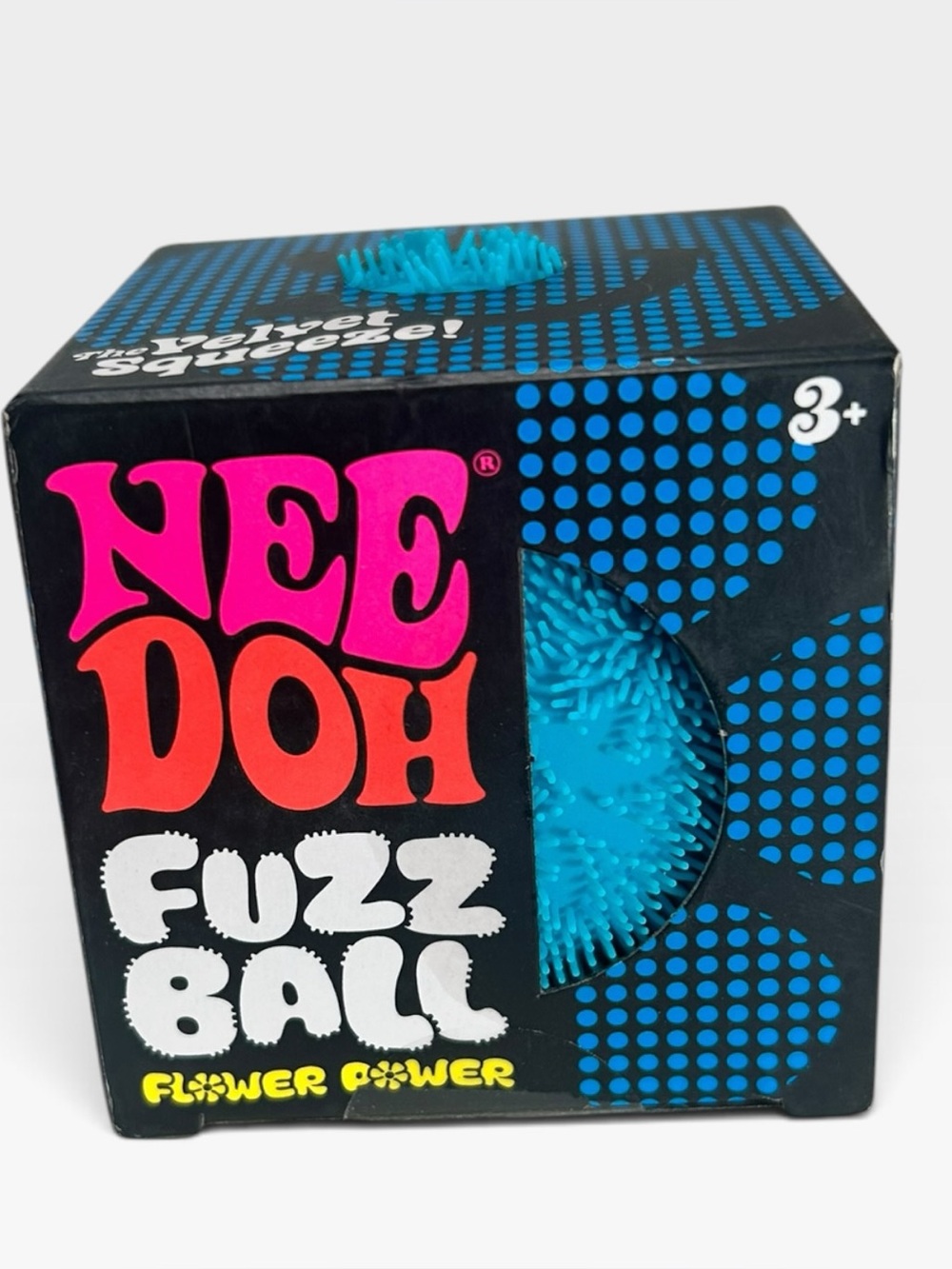 Schylling NeeDoh Fuzz Ball Flower Power Blue Squishy Toy NIB
